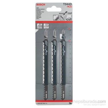 Bosch  - Hızlı Kesim Serisi Ahşap İçin T 344 D Dekupaj Testeresi Bıçağı - 3'Lü