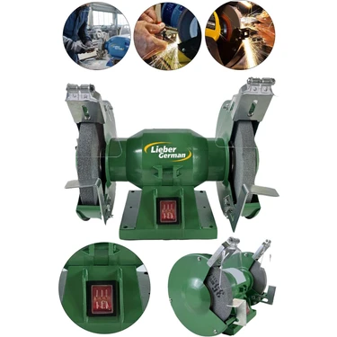 Lieber German Turbo Motorlu 3600 Watt Çark Motoru Zımpara Balta Bıçak Bileme Makinesi 150 mm Taş
