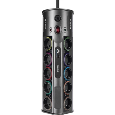 S-link SP10AF 1.8M 1860 Joule 1.5mm 1 Usb 1 TypeC 2.1A/5V 16A 250V 3680W 10'lu Akım Korumalı