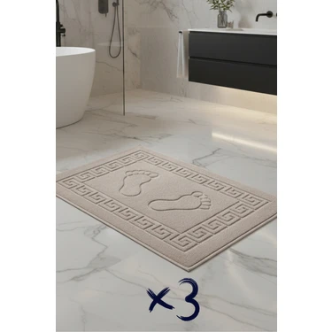 Formeya 3'lü Ayak İzli Bukle Ayak Havlusu Seti 250 gram - Paspas Banyo Seti (3
