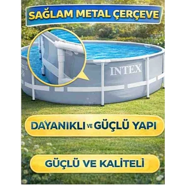 Intex Prizma Prefabrik Aile Havuzu 366X76 cm – Dayanıklı Metal Çerçeve, Geniş Bahçe Havuzu, Kolay