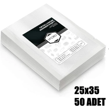 VI'ORIO 25X35 Tırtıklı Vakum Makinesi Poşeti 50