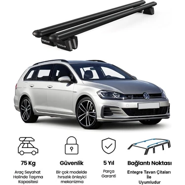 Today Auto Pençe Volkswagen Golf Alltrack (2015 ve Sonrası) Uyumlu Siyah Ara Atkı Port Bagaj Tavan