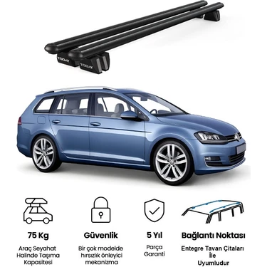 Today Auto Pençe Volkswagen Golf 7 (2012 ve Sonrası) Uyumlu Siyah Ara Atkı Port Bagaj Tavan