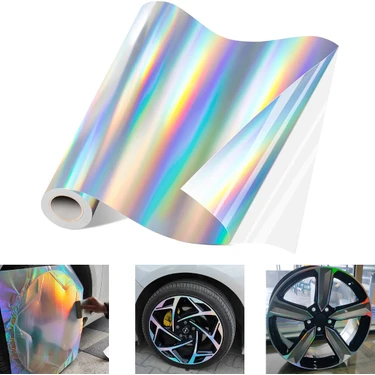 Wiox Hologram Jant Kaplama 160 Mikron Gümüş Rainbow Boyut: 100CM x