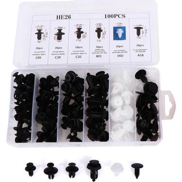 UniChrome 6 Boyutu 100 Adet Oto Fastener Klip Tampon Kapı Pervazı Tutucu Raptiye SETI-100 Parça-6