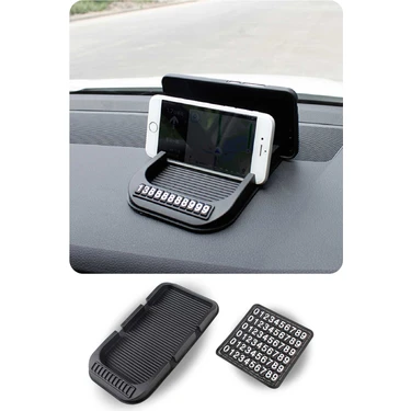 Araç Içi Kaydırmaz Ped 3D Numaratör Telefon Tutuculu
