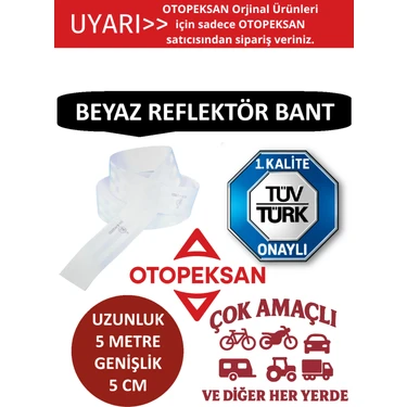 Fosfor Şerit Bant - Reflektör Bant - 5 Metre Beyaz - Tüvtürk