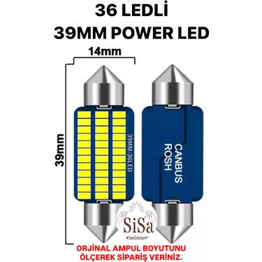 Sisa 39MM Sofit LED C5W Canbus Tavan Plaka Ampul 1