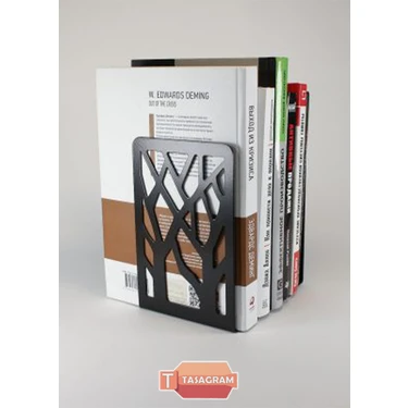Tasagram Ağaç Desenli Metal Kitap Desteği - Kitap Tutucu - Ev ve Ofis Dekoratif Aksesuar 2'li Set