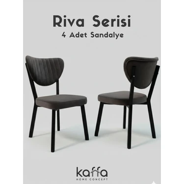 Kaffahome Riva , Modern Mutfak Sandalyesi, Yemek Odası Sandalyesi, Bahçe, Kafe - 4 Adet Antrasit