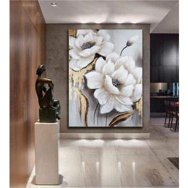 Trade Ays Tasarım Çiçek Kanvas Tablo 50 X 70 Dekoratif Çok Renkli Malzeme Çerçevesiz