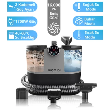 Womidi DY-506F Buhar Fonksiyonlu Dijital Ekran Halı-Koltuk Yıkama ve Leke Çıkartma