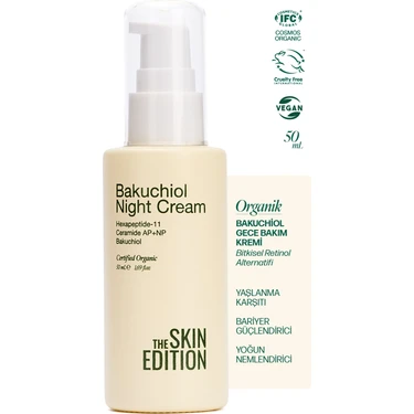 The Skin Edition Organik Bakuchiol Gece Bakım Kremi Peptid, Ceramide 50