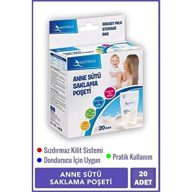 Multiplus Anne Sütü Saklama Poşeti 20 Adet Sızdırmaz Tasarım ile Güvenli