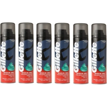 Gillette Normal Tıraş Jeli 200 ml 6'lı Set Ferahlatıcı Koku ile Konforlu