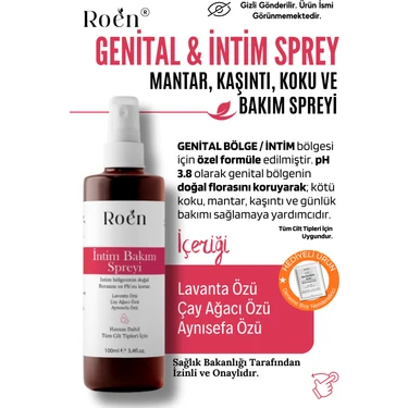 Roen Genital Bölge Koku Giderme, Akıntı ve Mantar Intim Spreyi Ph 3.8 100