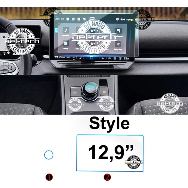 Ael-Tech Volkswagen T-Roc Style Uyumlu 12,9 Inç Navigasyon ve Home Tuşu 9h Nano Ekran Koruyucu 2li