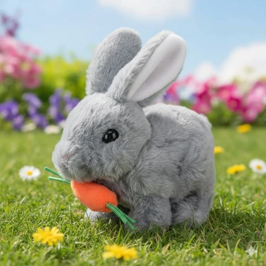 Tinyjoy Zıplayan Kulakları Işıklı Sesli Tavşan, Pilli Hediyelik Peluş