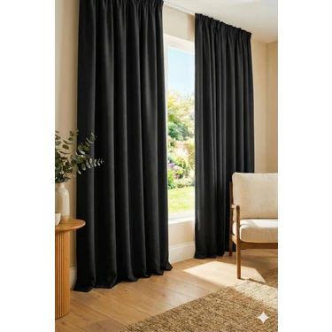 Miabella Home Blackout,karartma Fon Perde,ekstrafor Büzgülü,ışık Geçirmez,kornişli,tek Kanat