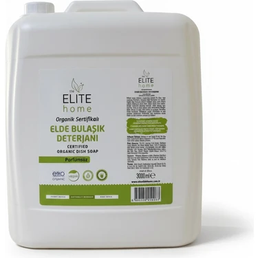 The Elite Home Organik ve Vegan Sertifikalı Elde Bulaşık Deterjanı 3 kg