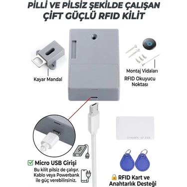 Rfıd Kartlı Görünmez Dolap Kilidi - Mobilya ve Ofis Için Gizli Güvenlik Kilidi Akıllı Elektronik