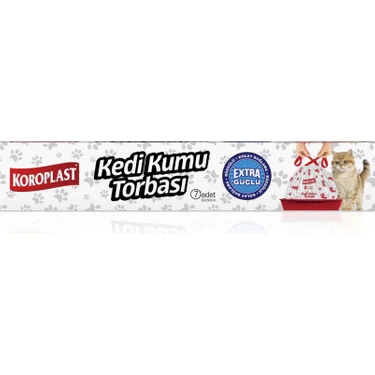 Koroplast Büzgülü Kedi Kumu Poşeti 7'li Set, 82x50 cm Büzgülü Kolay Bağlama, Kedi Tuvalet Kabına