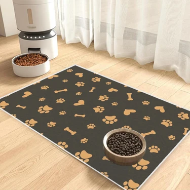 Kedi ve Köpek Mama Altlıgı Evcil Hayvan Beslenme Matı (Kemik-Pati) Kolay Temizlenir