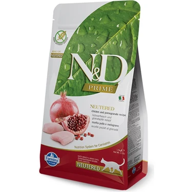 N&D Nd Prime Tavuk & Nar Neutered Tahılsız Kedi Maması - 1.5