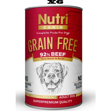 Nutri Canin Tahılsız Sığır Etli & Tatlı Patatesli Köpek Konservesi 400 gr x 6