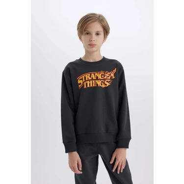 DeFacto Stranger Things Bisiklet Yaka Sweatshirt Erkek Çocuk