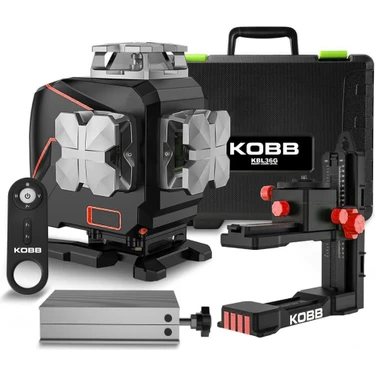Kobb KBL36G Profesyonel Li-Ion Şarjlı 4X360⁰ LCD Ekran Otomatik Hizalamalı Yeşil Çapraz Çizgi Lazer