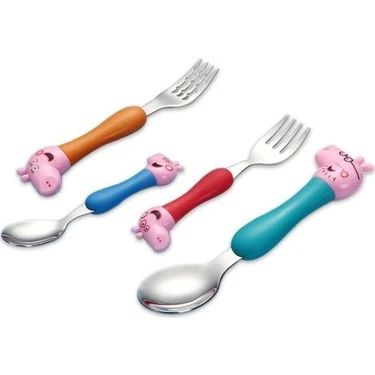 Peppa Pig Figürlü Çocuklar İçin Çatal Kaşık