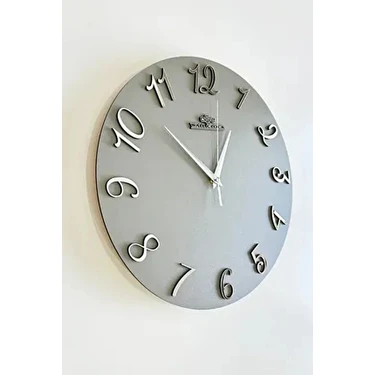 Dekoratif Aynalı Plexiglass Türkçe Rakam Duvar Saati Sessiz Mekanizma 37X.37CM ( Antrasit-Gümüş
