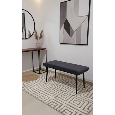 Özcan Mobilya Aksesuar Siyah Metal Ayaklı Metal Kasalı Bench Mutfak Salon Antre Yatak Odası Balkon