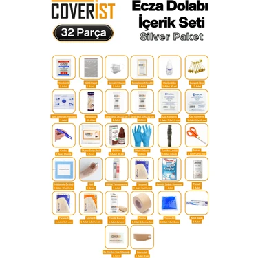 Coverist Ecza Dolabı Plastik Çanta Ilk Yardım Içerik Seti - Silver