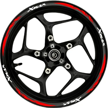 Motosiklet Jant Şeridi Xmax Beyaz Yazılı Kırmızıpençe Şeritli