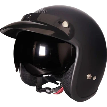 Motoanl Motosiklet Chopper Cruiser Kaskı Yarım Açık Kask ABS Malzeme Ce Onaylı Güneş Vizörlü Motor