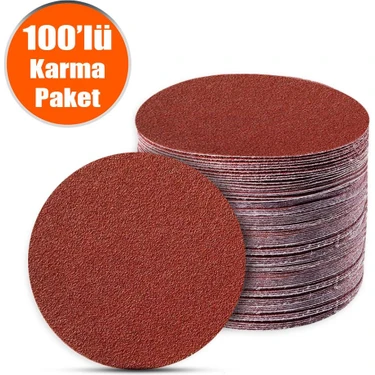 Badem10 100 Adet (KARMA PAKET-115 mm) Cırt Zımpara Kağıdı El Zımparaları Seti Avuç İçi Spiral