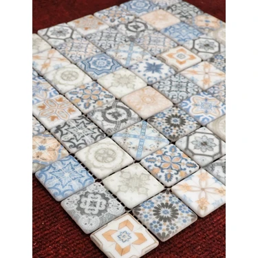 Atölye Öğretmenim Desenli Cam Mozaik 32x32 cm Renkli Detaylarla İç Mekan Dekorasyonu İçin Tek