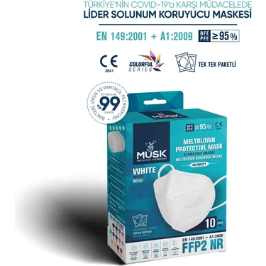 Musk FFP2/N95 Maske Beyaz Renk 50