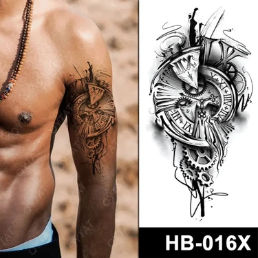 Tattoo Gerçekci Geçici Dövme Tattoo Zaman Makine Desenli Dövme Sahte Etiket Kadın Erkek Kol