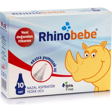 Rhinobebe Ekstra Yumuşak BPA’sız 10’lu Manuel Nazal Burun Aspiratörü Taşınabilir Yedek Uç Seti –