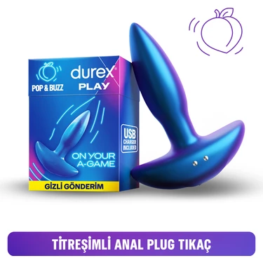 Durex Titreşimli Anal Plug Tıkaç, Silikon, 7 Farklı Mod, USB Şarj Edilebilir, Suya Dayanıklı, 8