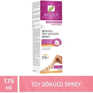 Bioder Bitkisel Ekstreli Tüy Dökücü Sprey 175 ml – Kısa Tüylerde Etkili, Kadınlar İçin Zor