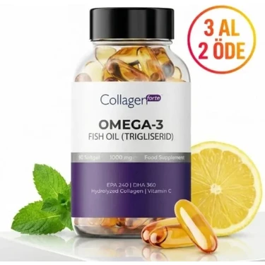 Collagen Forte Platinum Omega 3 Premium Fish Oil Balık Yağı 1000MG 90