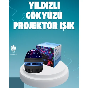 Döner Galaxy Projektör Gece Lambası – Ay Yıldız Işıklı Atmosfer Lamba, USB
