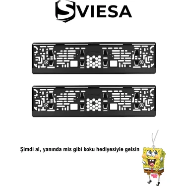 Sviesa Plaka Parlak Siyah Plakalık Araba Plaka Çerçevesi 2 Adet