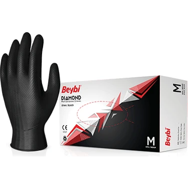 Beybi Diamond Siyah Nitril Eldiven - 100'LÜK