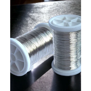 gürbüz filografi 0.30mm (100gr - 150m ) Bakır Üstü Gümüş Kaplı Parlak Gümüş Renkli Filografi Ve